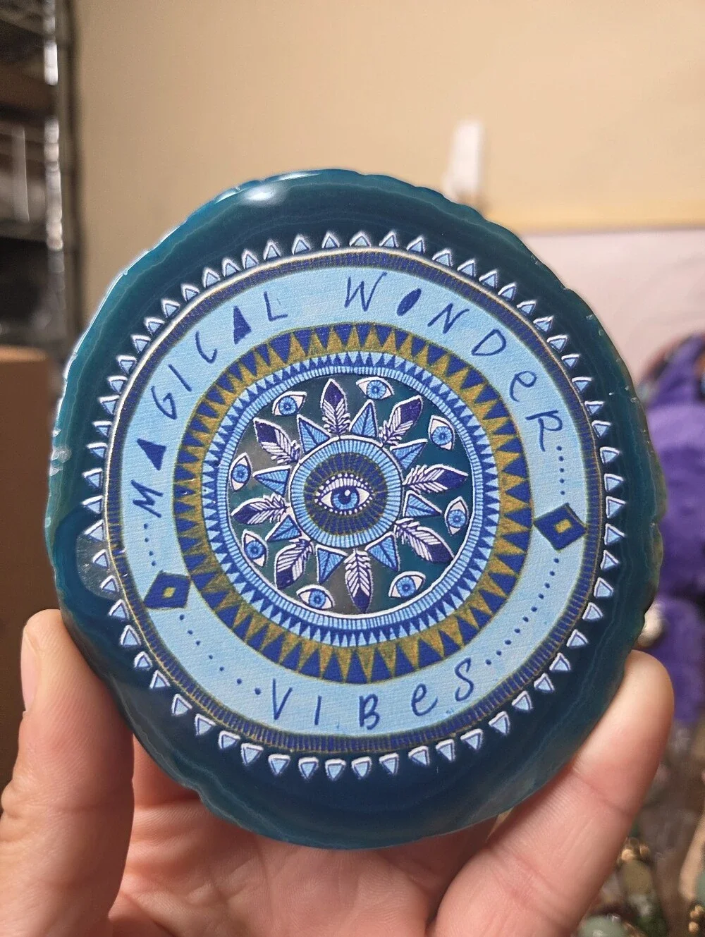 Agate Disc ( Evil Eye )  4in (Harmony)